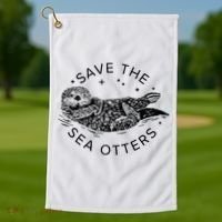 Save The Sea Otters Golf Towel thumb 1