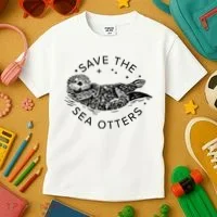 Save The Sea Otters Kids T-Shirt thumb 3