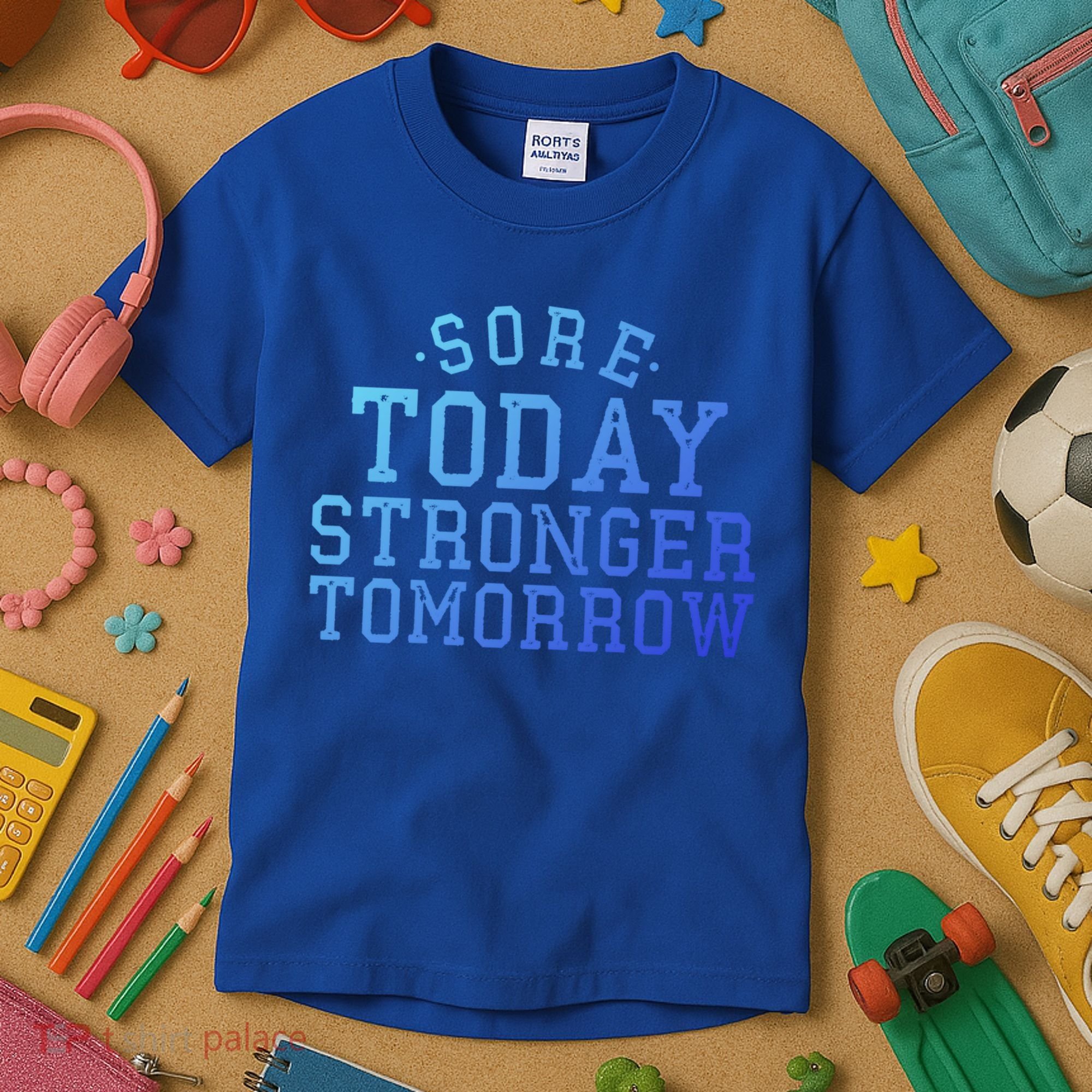 Sore Today Stronger Tomorrow Funny Workout Gym Exercise Gift Kids T-Shirt