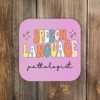 Speech Therapy Speech Language Pathologist Retro SLP Women Coaster thumb 0