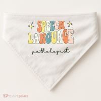 Speech Therapy Speech Language Pathologist Retro SLP Women USA-Made Doggie Bandana thumb 0