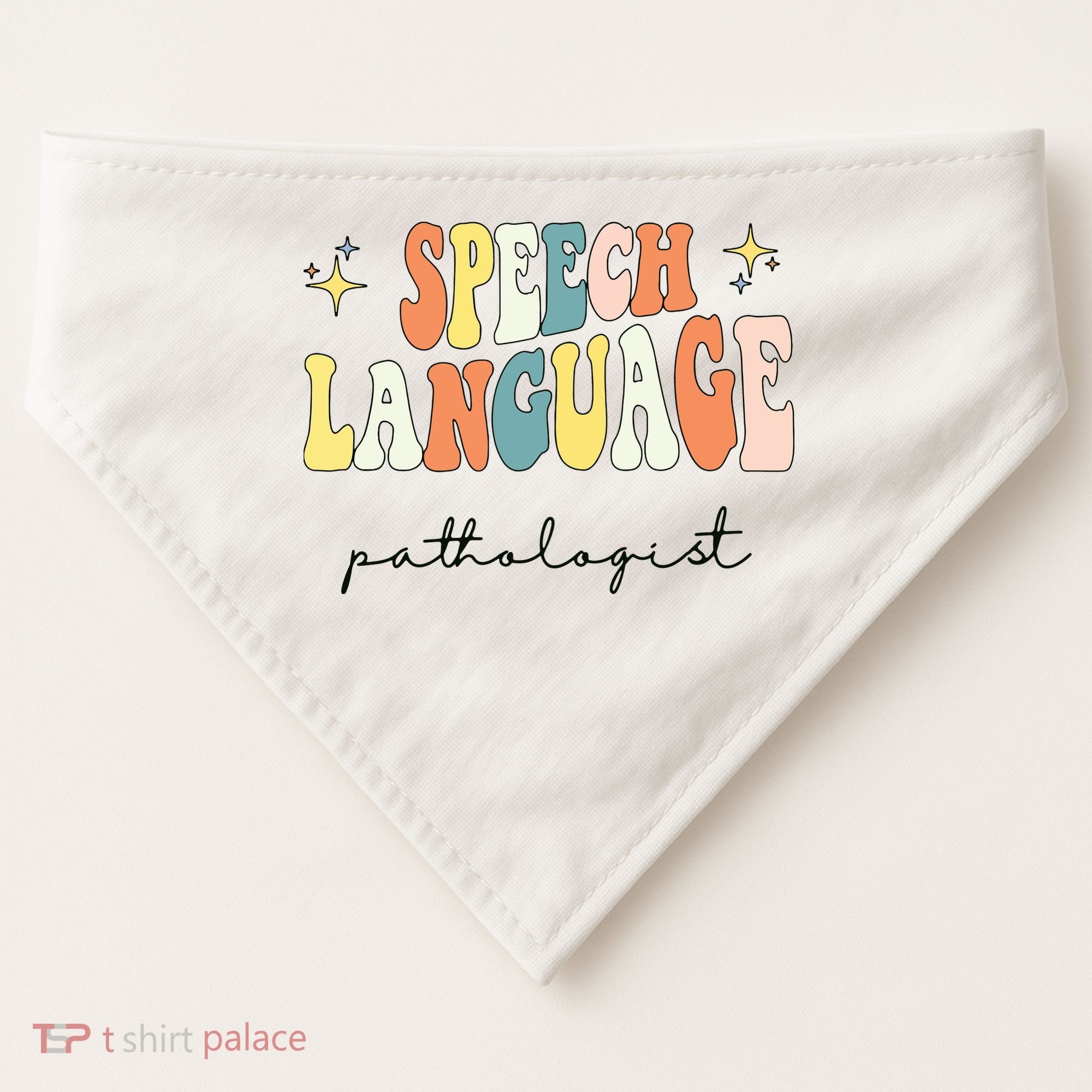 Speech Therapy Speech Language Pathologist Retro SLP Women USA-Made Doggie Bandana
