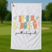 Speech Therapy Speech Language Pathologist Retro SLP Women Golf Towel thumb 1