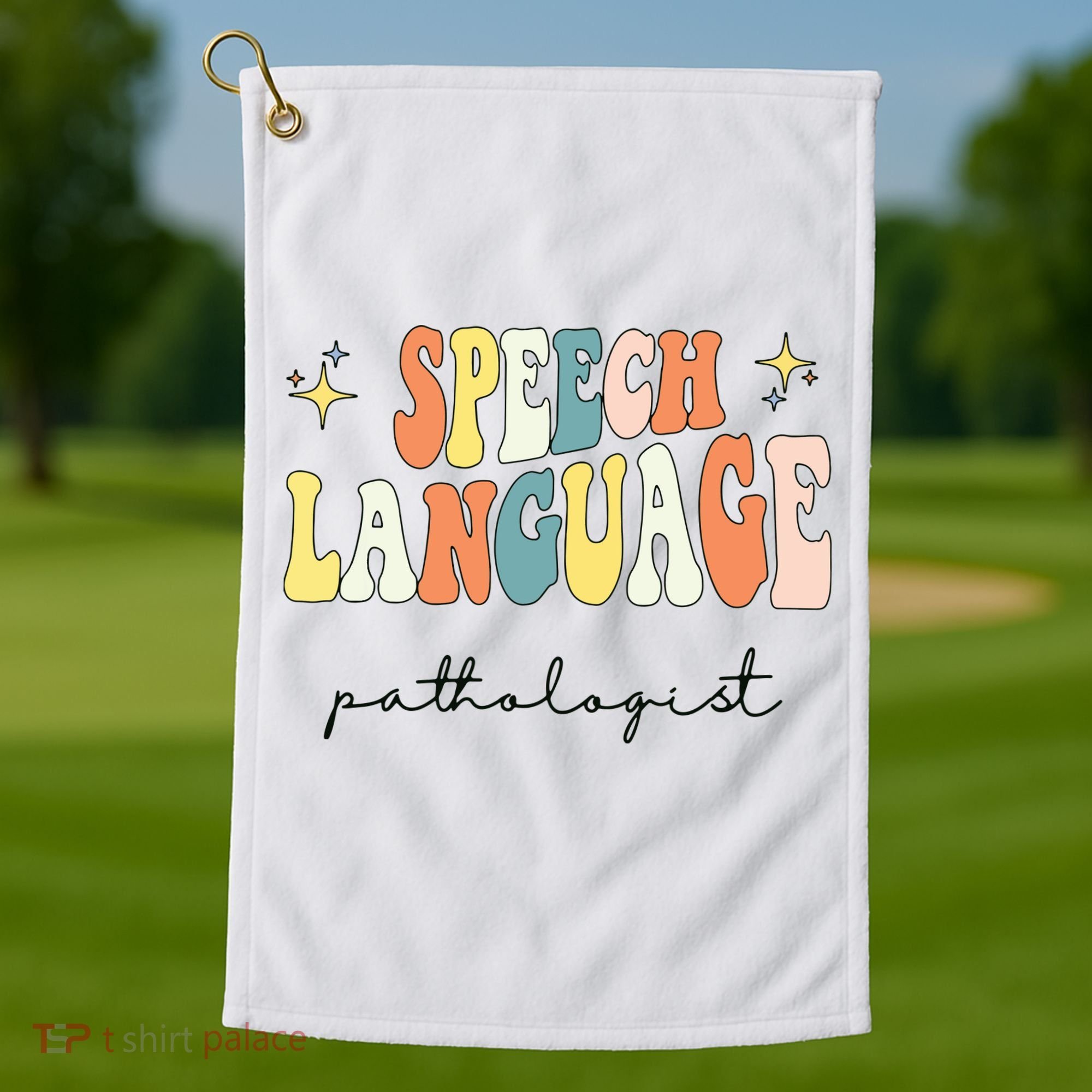 Speech Therapy Speech Language Pathologist Retro SLP Women Golf Towel