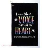 Sped Teacher Special Needs Advocate Gift I Am Their Voice Gift Golf Towel thumb 0