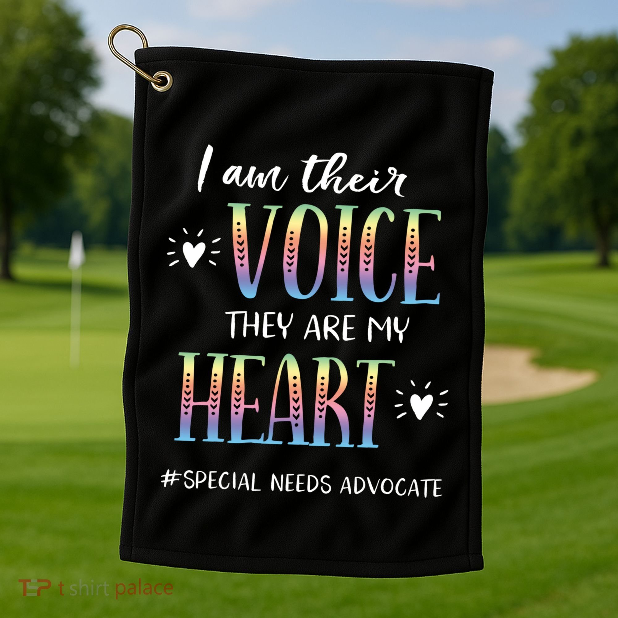 Sped Teacher Special Needs Advocate Gift I Am Their Voice Gift Golf Towel