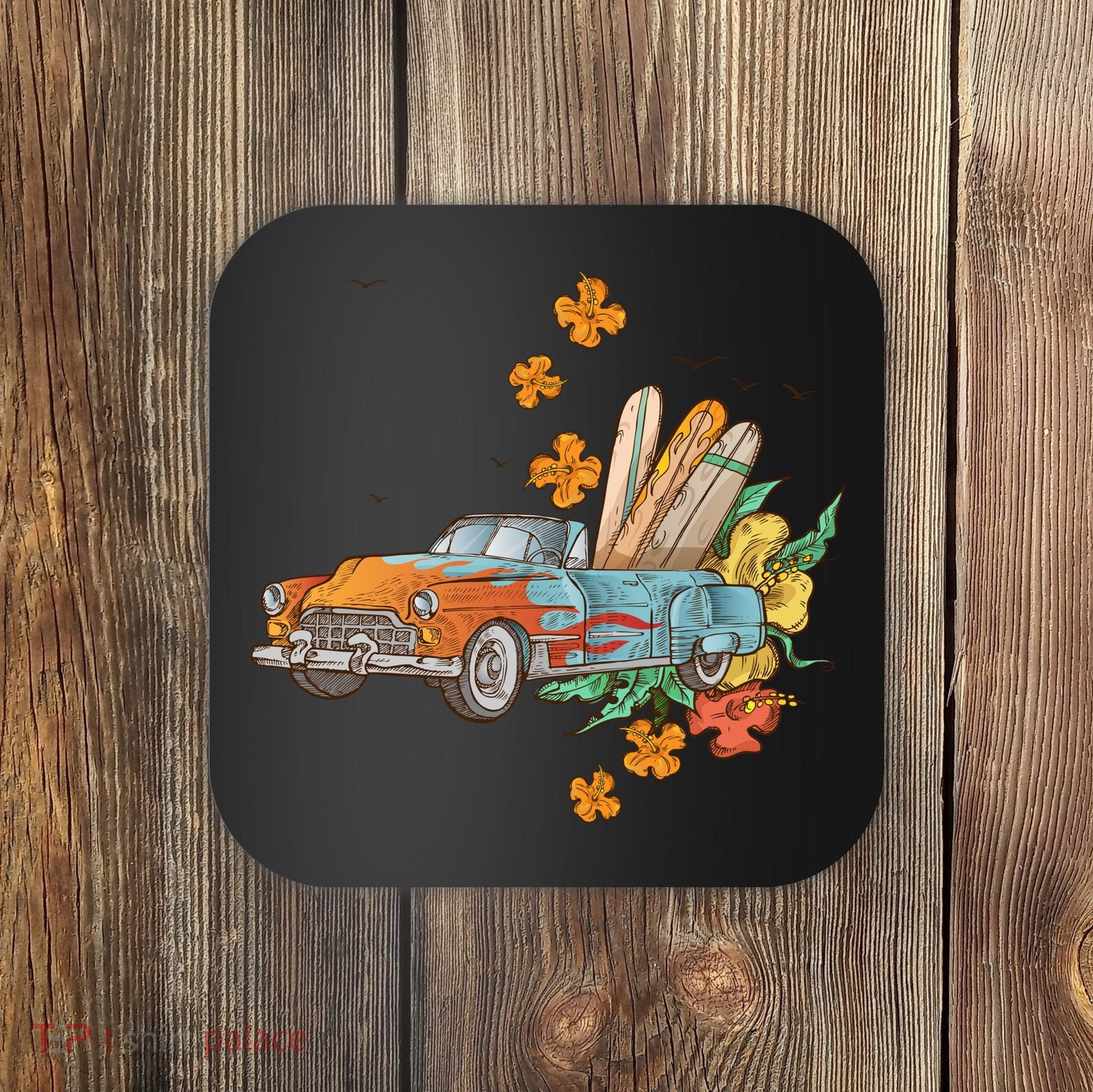 Surfing Tropical Summer Retro Truck Coaster