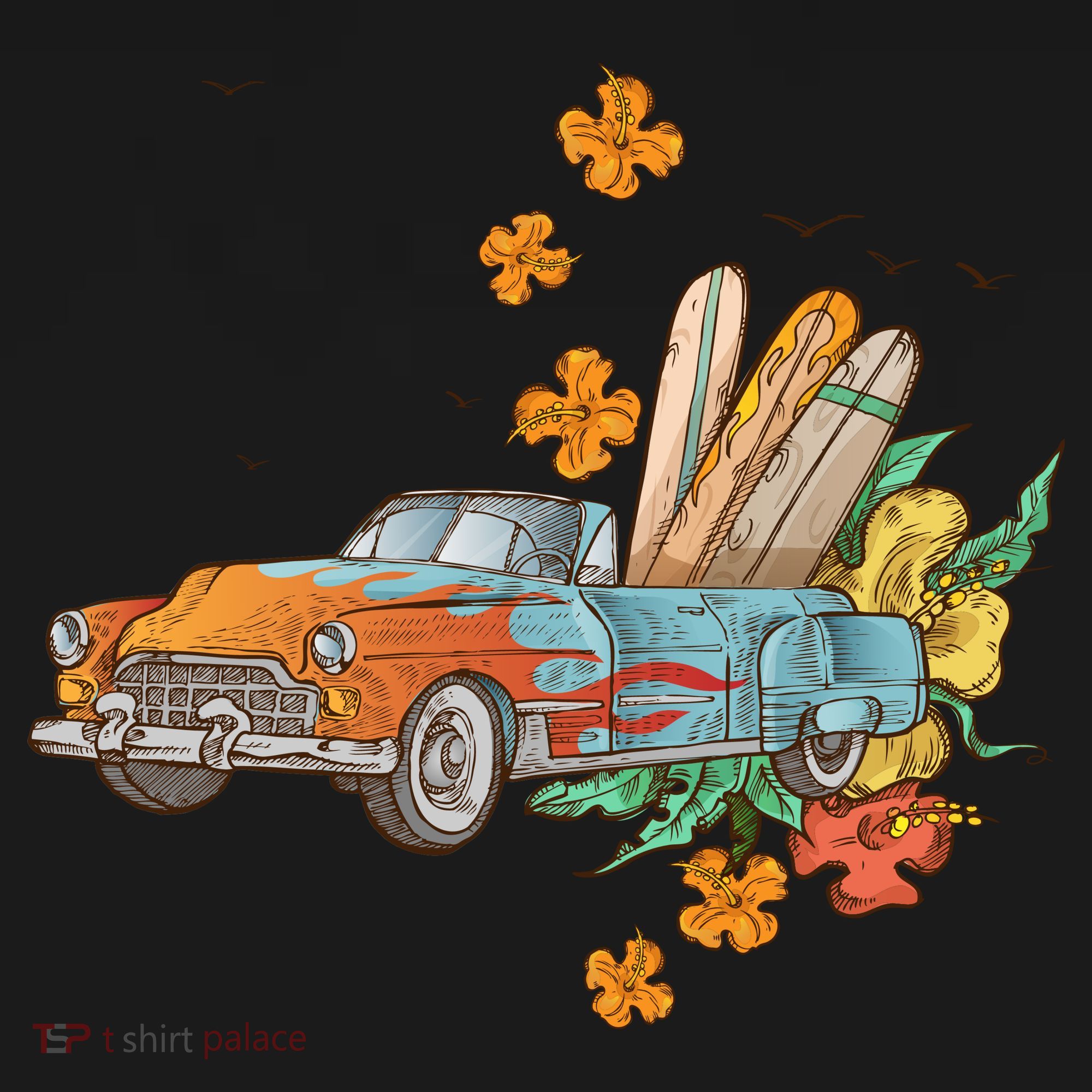 Surfing Tropical Summer Retro Truck Coaster