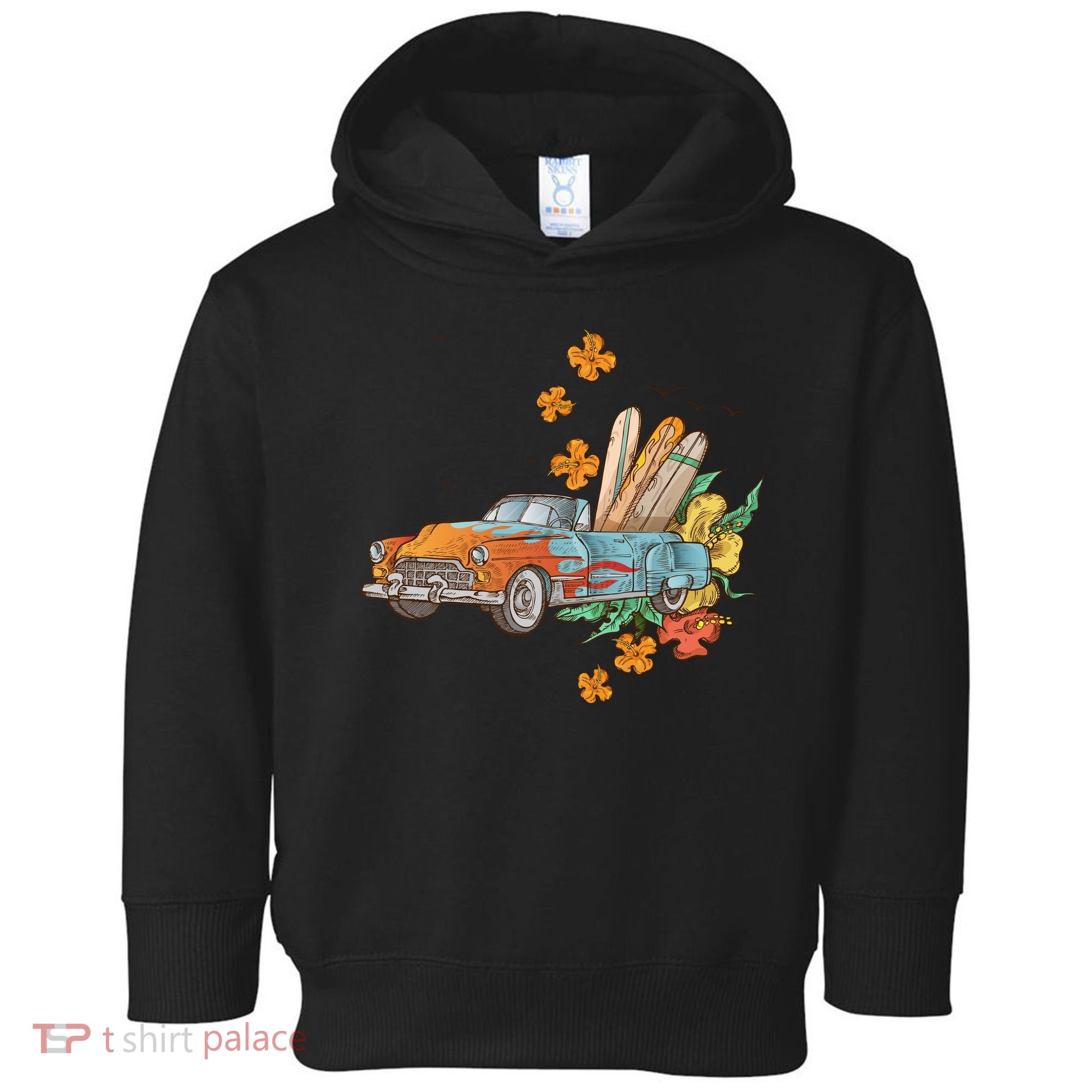 Surfing Tropical Summer Retro Truck Toddler Hoodie