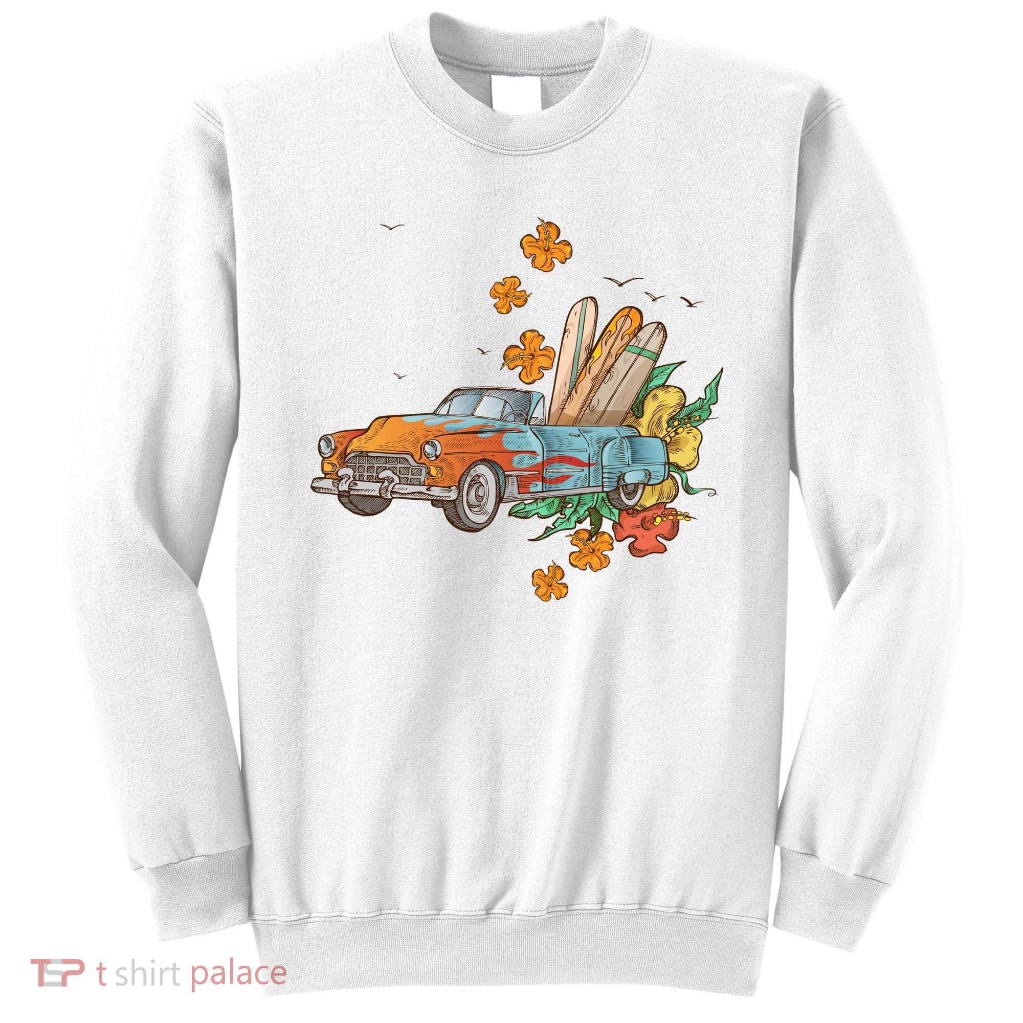 Surfing Tropical Summer Retro Truck Sweatshirt