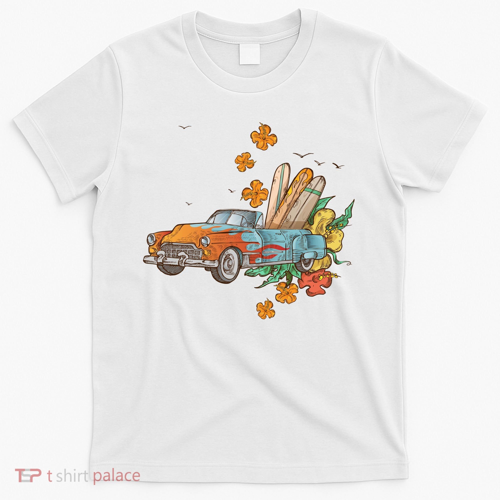 Surfing Tropical Summer Retro Truck T-Shirt