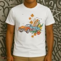 Surfing Tropical Summer Retro Truck T-Shirt thumb 3