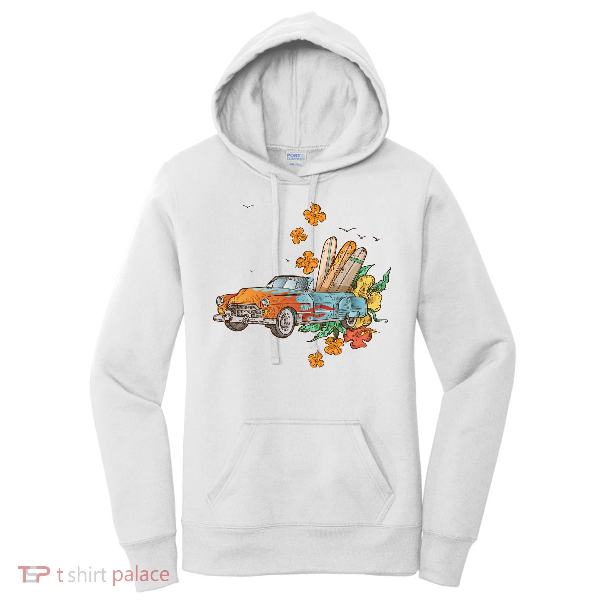Surfing Tropical Summer Retro Truck Women's Hoodie