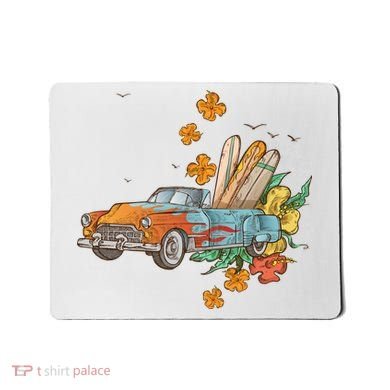 Surfing Tropical Summer Retro Truck Mousepad