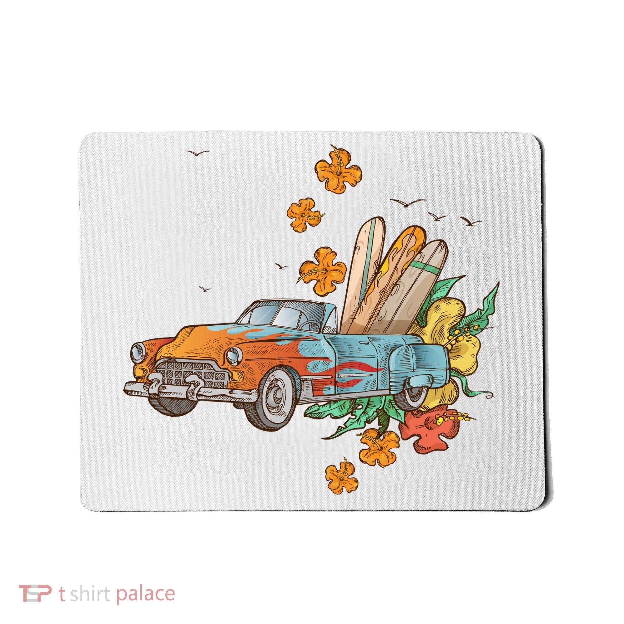 Surfing Tropical Summer Retro Truck Mousepad