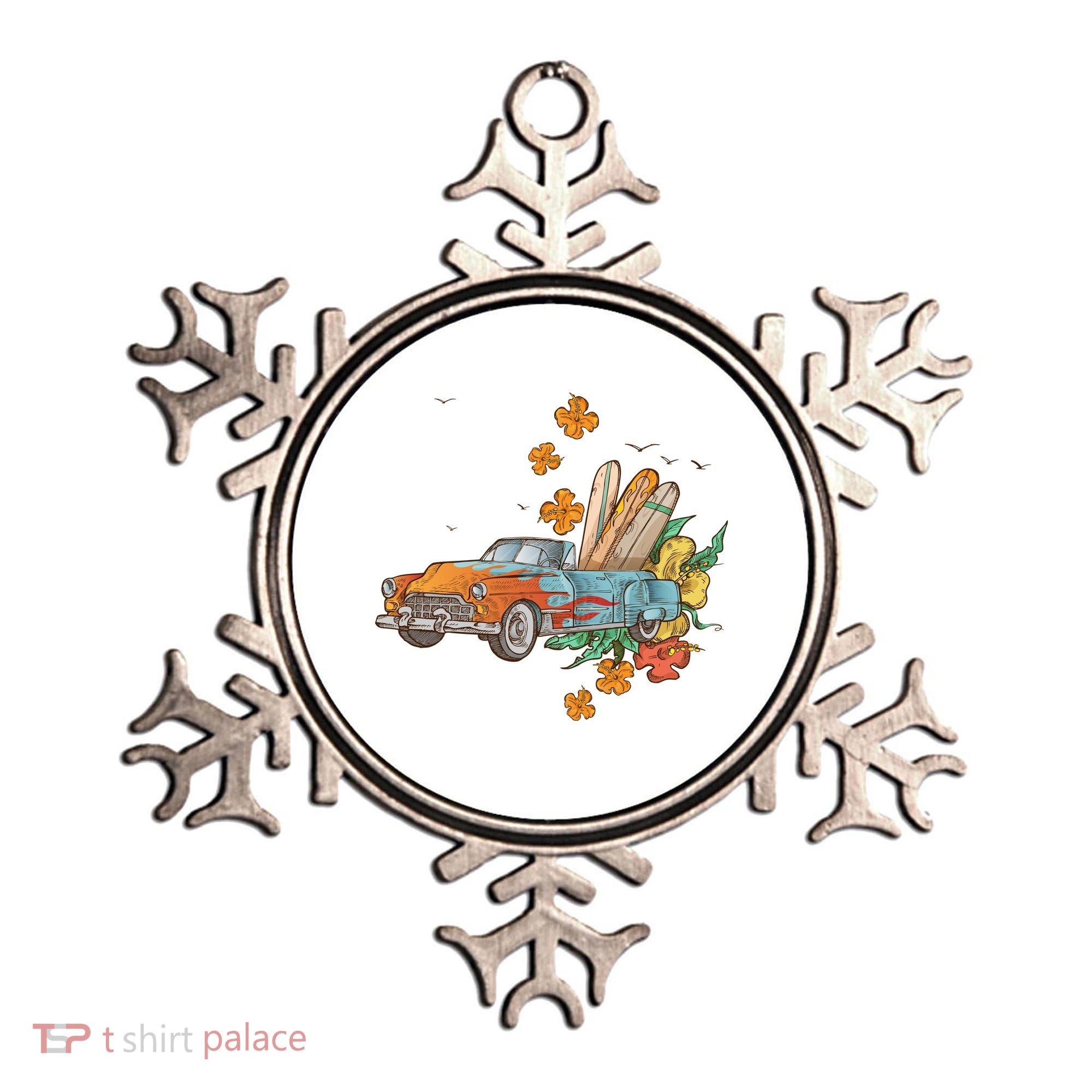 Surfing Tropical Summer Retro Truck Ornament