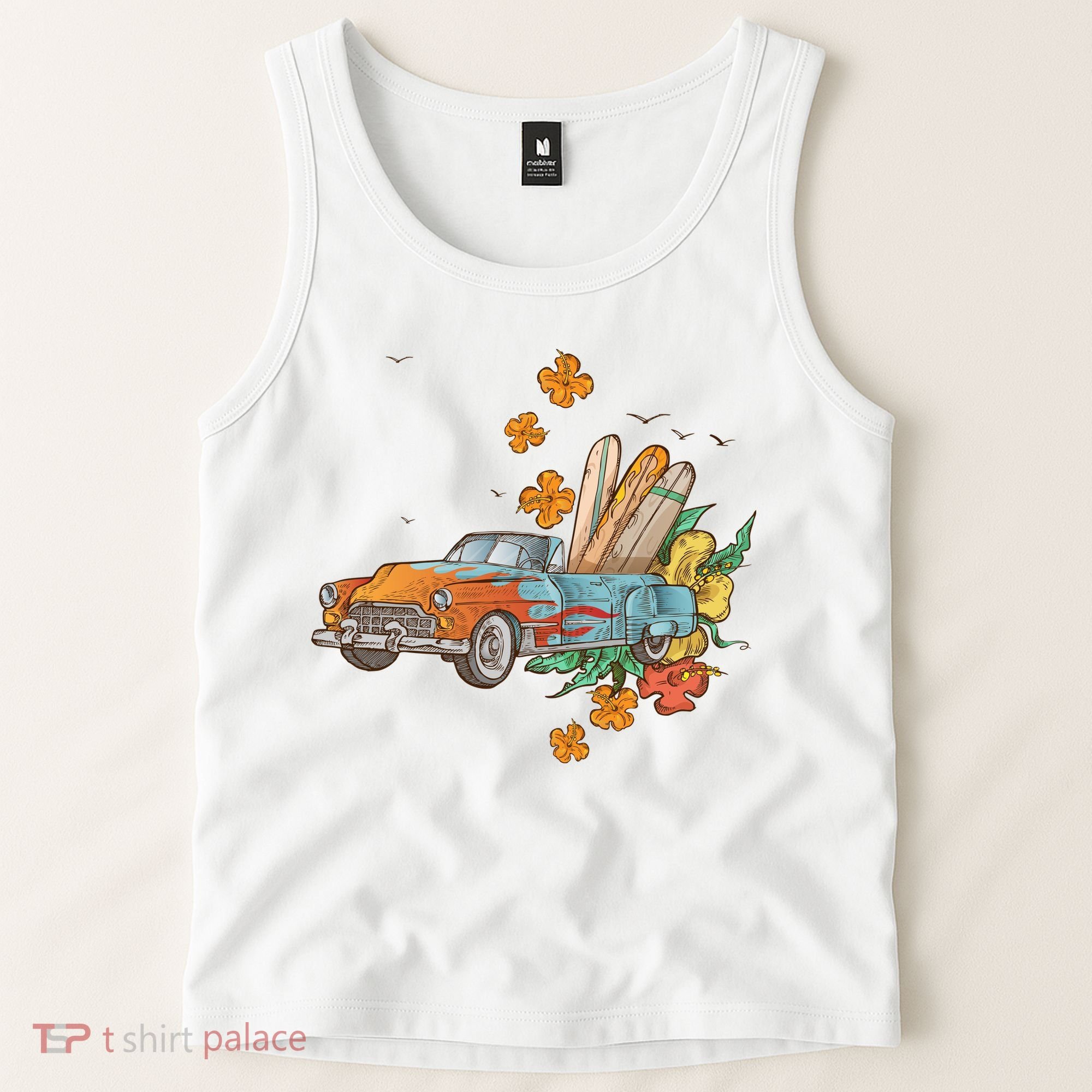Surfing Tropical Summer Retro Truck Tank Top
