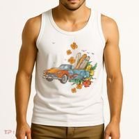 Surfing Tropical Summer Retro Truck Tank Top thumb 3