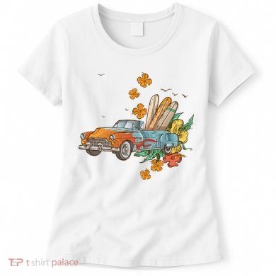Surfing Tropical Summer Retro Truck Women's T-Shirt