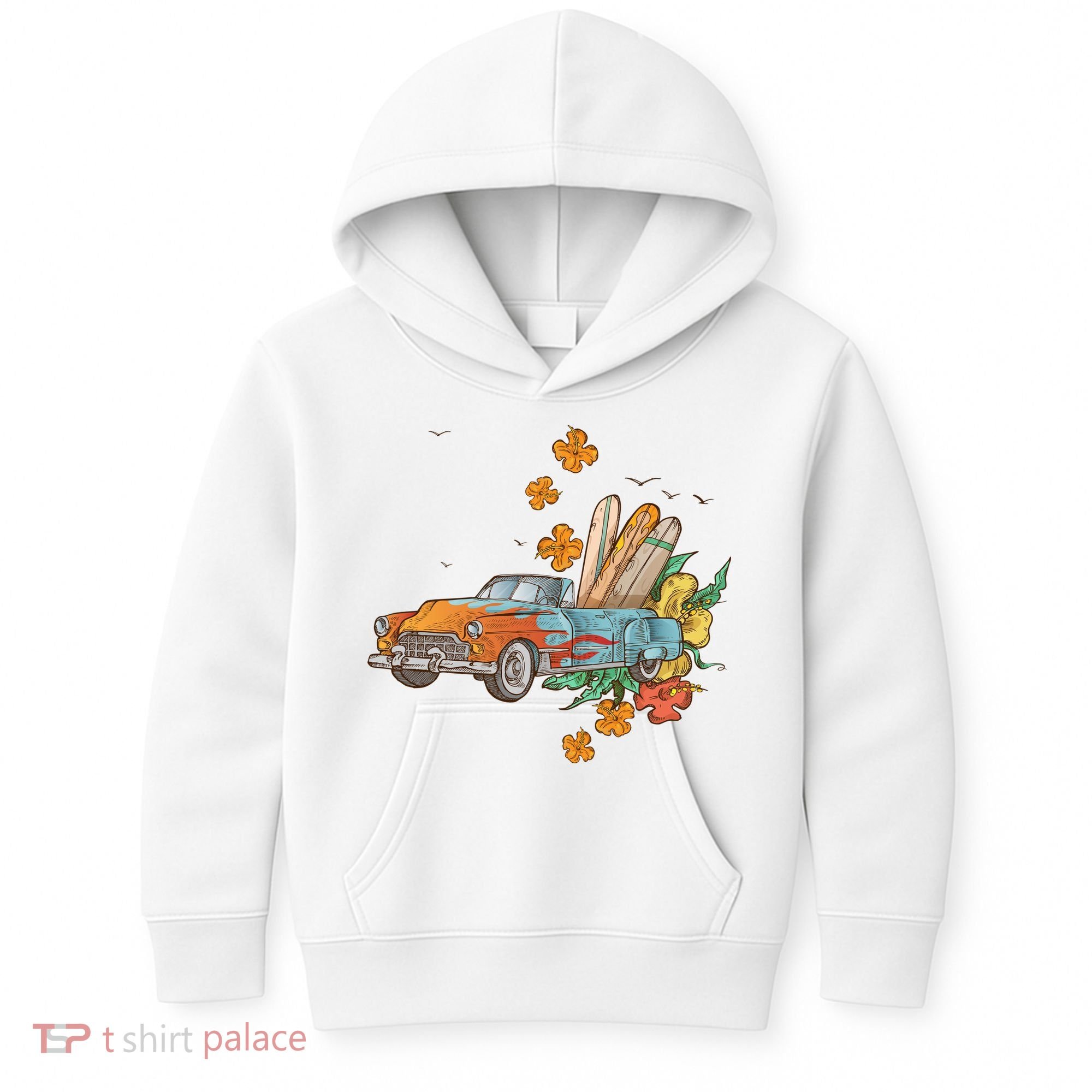 Surfing Tropical Summer Retro Truck Kids Hoodie