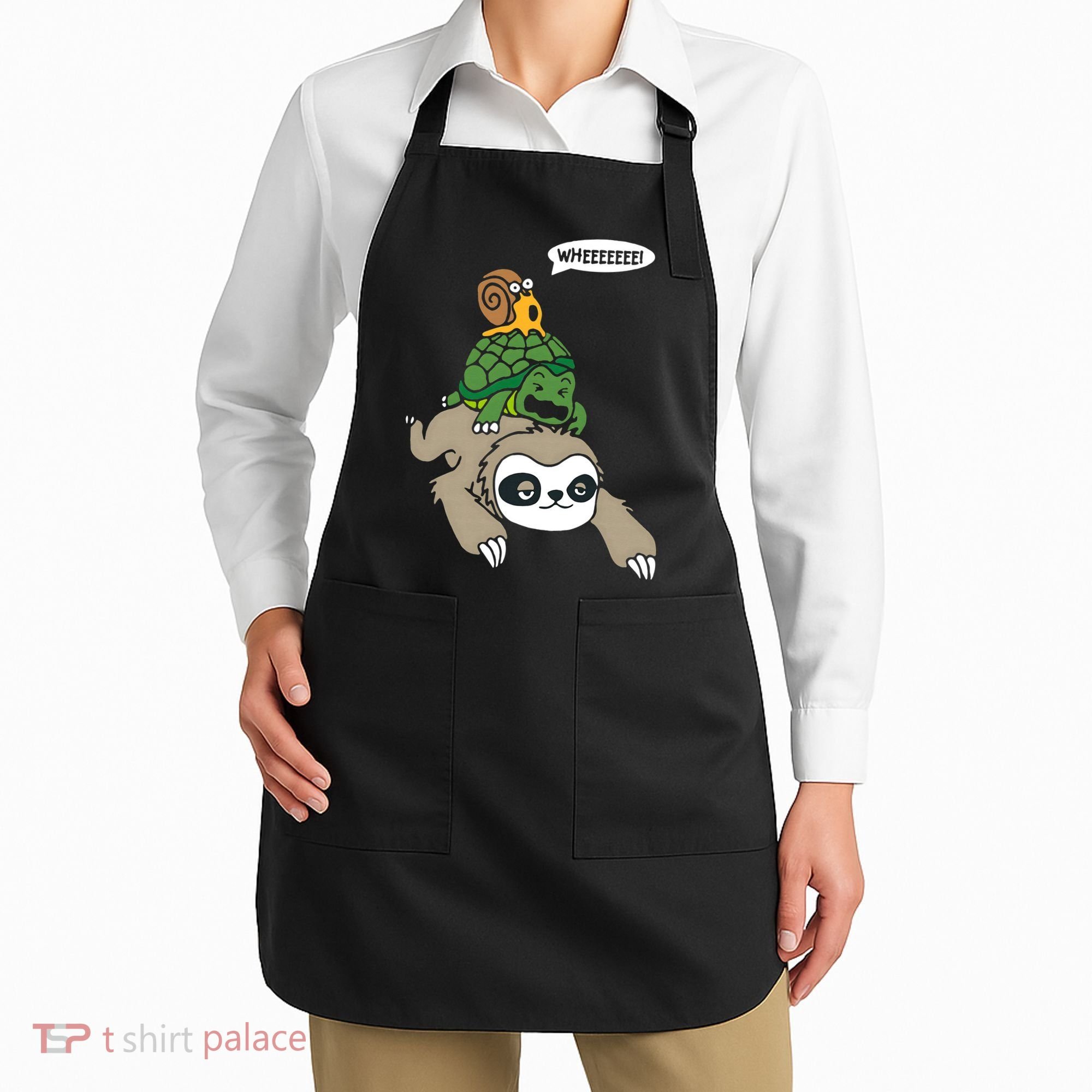 Sloth Turtle Snail Piggyback Animal Running Wild Apron