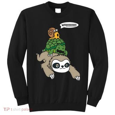 Sloth Turtle Snail Piggyback Animal Running Wild Sweatshirt
