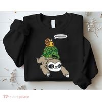 Sloth Turtle Snail Piggyback Animal Running Wild Sweatshirt thumb 2