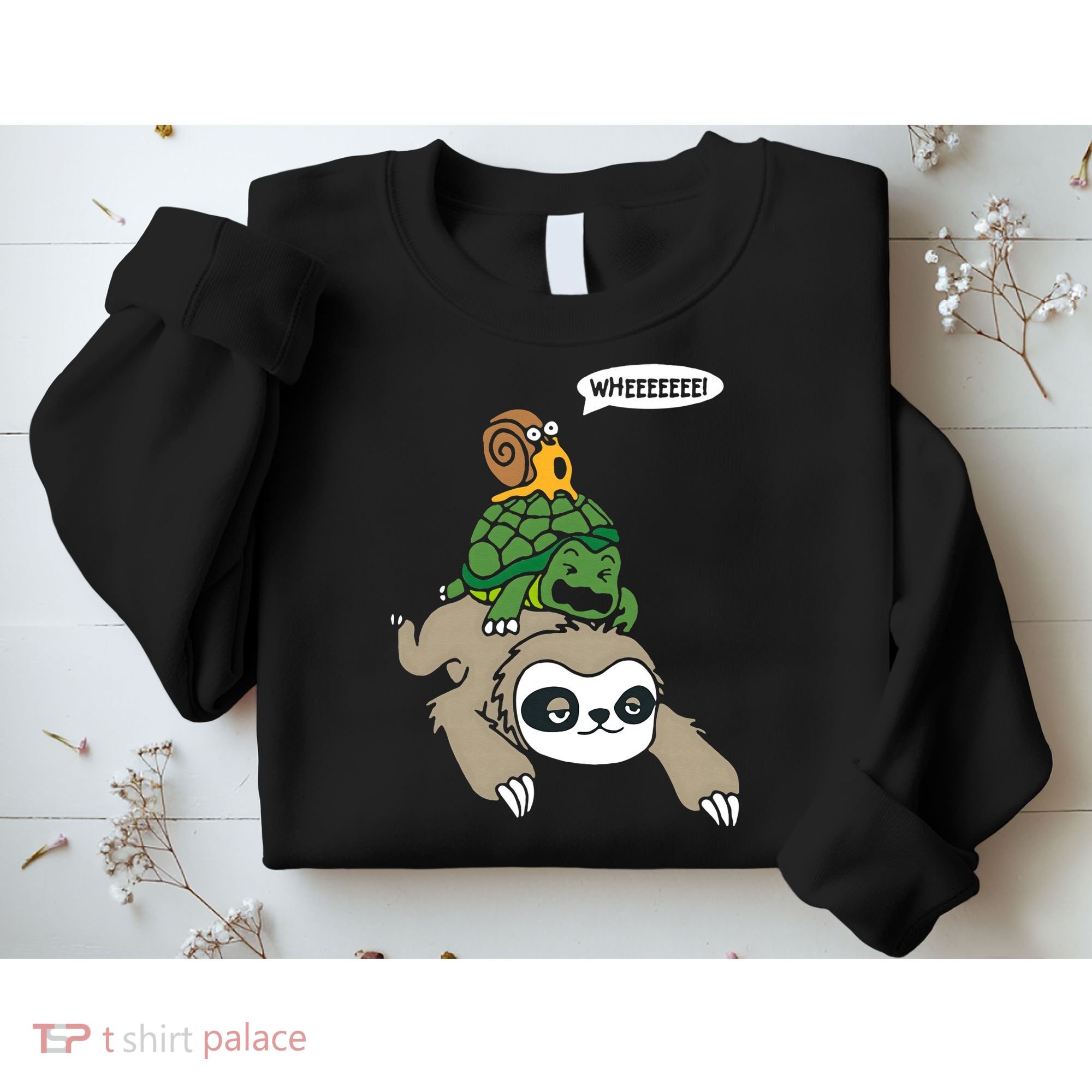 Sloth Turtle Snail Piggyback Animal Running Wild Sweatshirt