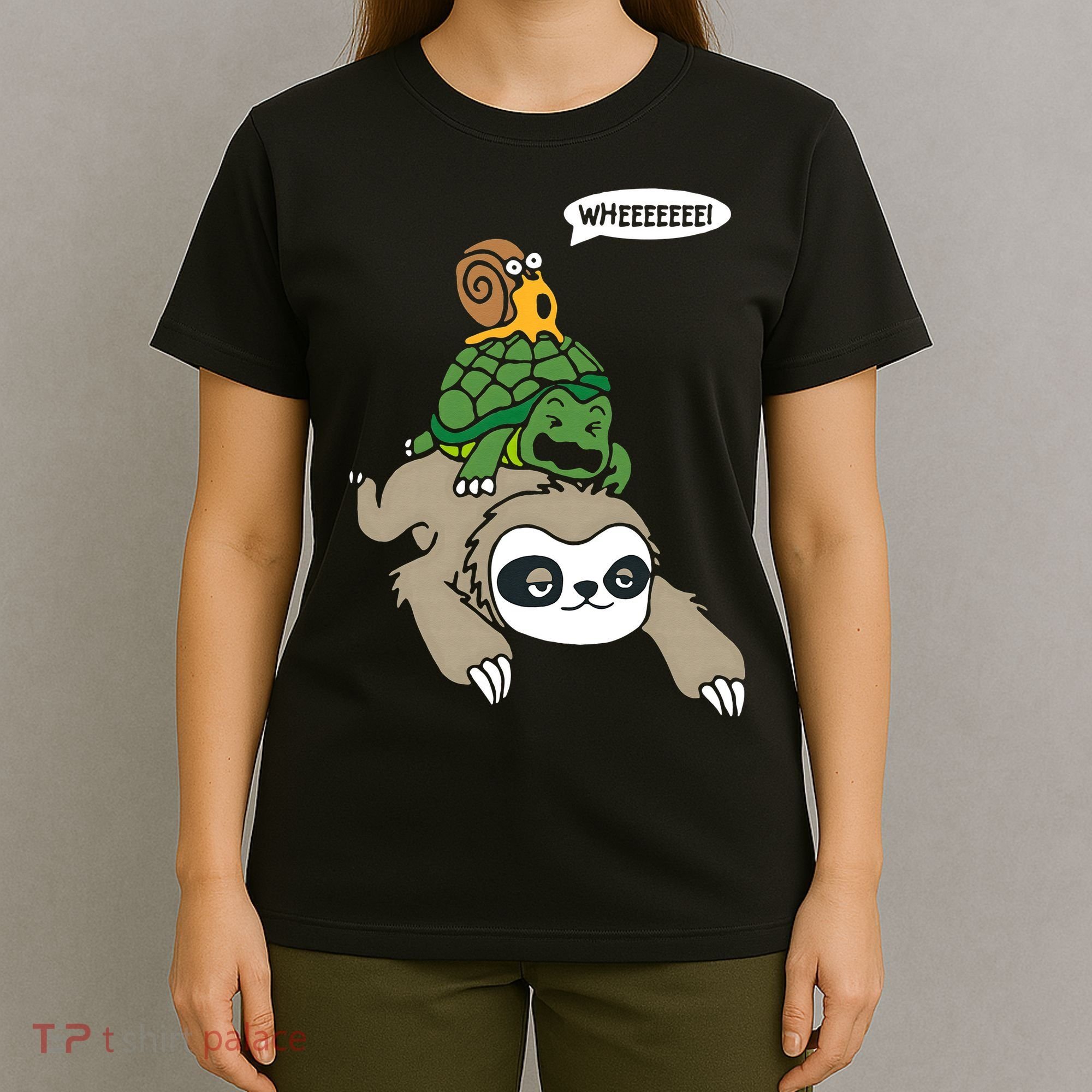 Sloth Turtle Snail Piggyback Animal Running Wild T-Shirt