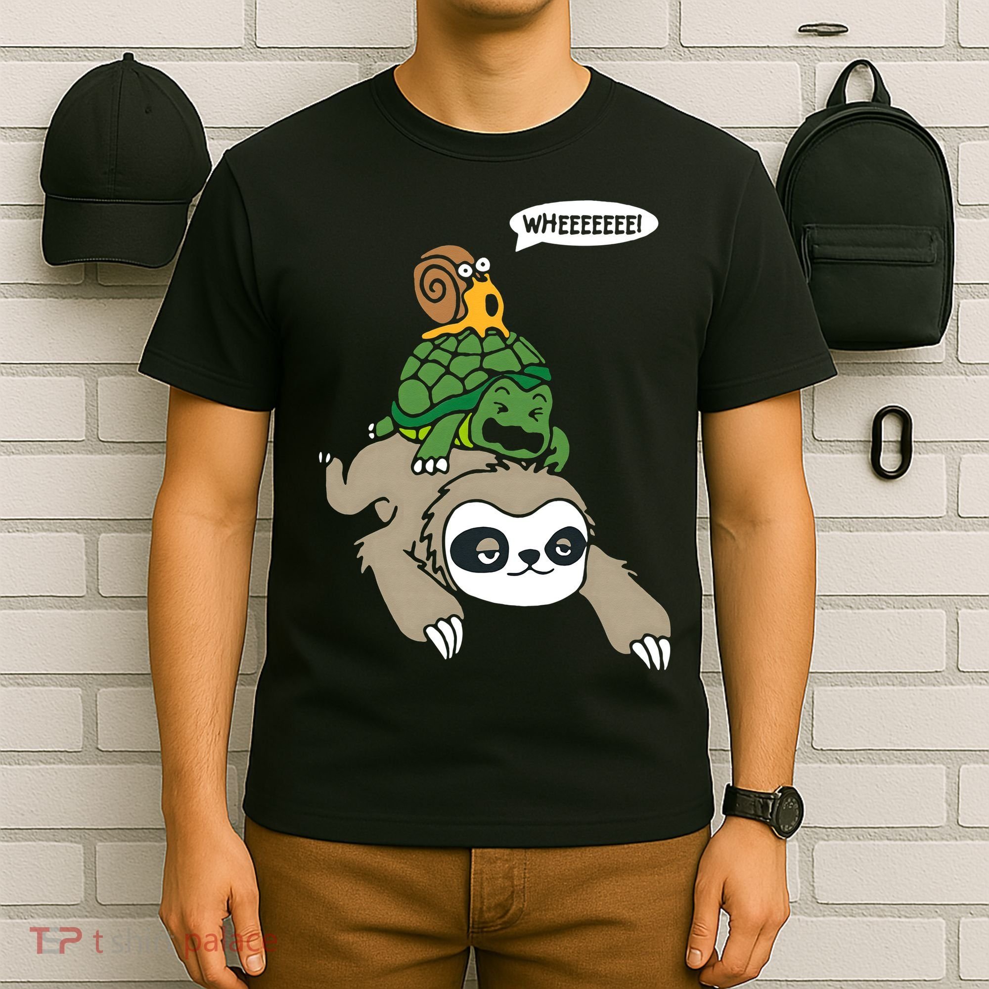 Sloth Turtle Snail Piggyback Animal Running Wild T-Shirt