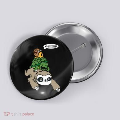 Sloth Turtle Snail Piggyback Animal Running Wild Button
