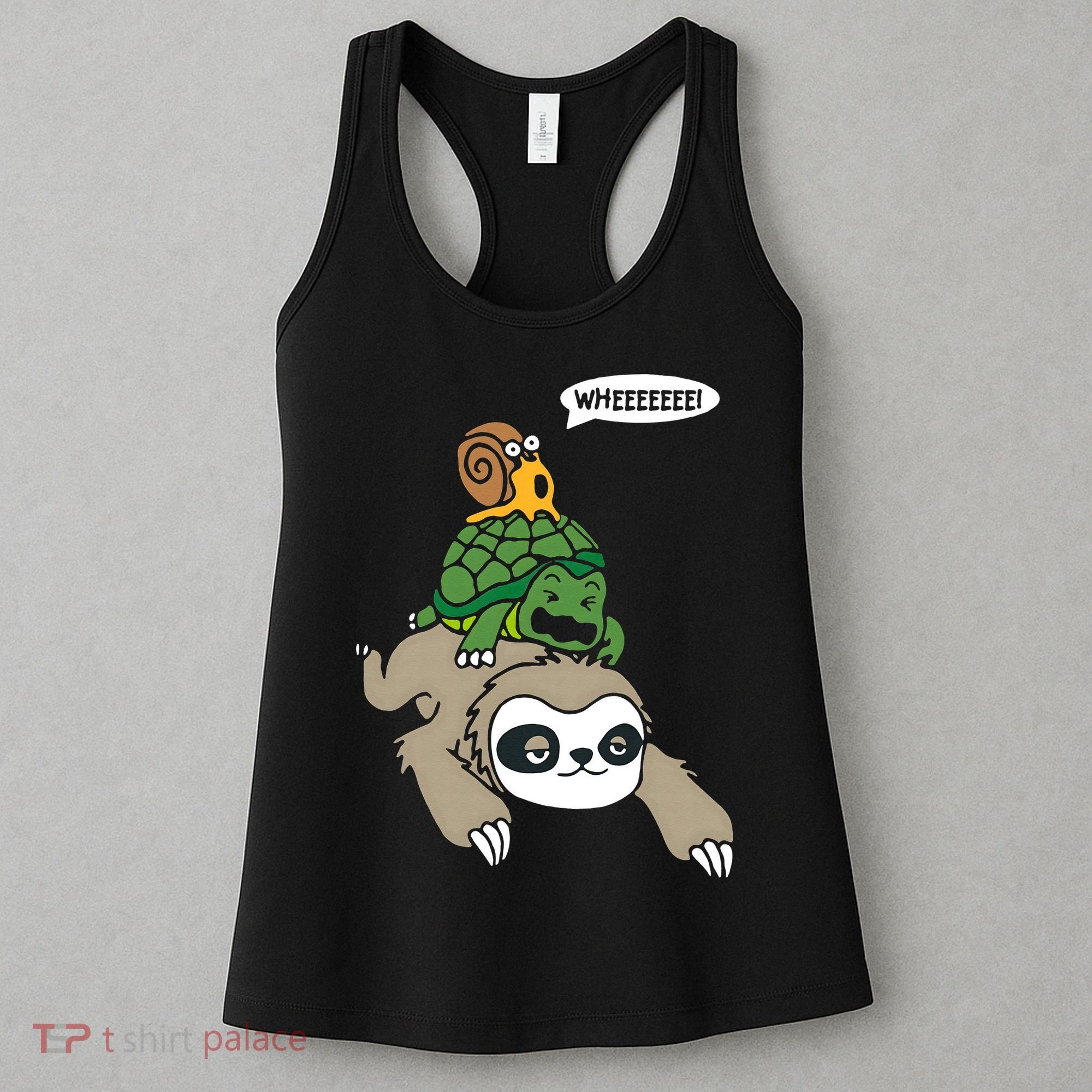 Sloth Turtle Snail Piggyback Animal Running Wild Women's Tank Top