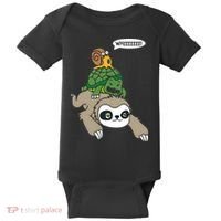 Sloth Turtle Snail Piggyback Animal Running Wild Baby Bodysuit thumb 0