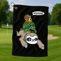 Sloth Turtle Snail Piggyback Animal Running Wild Golf Towel thumb 1