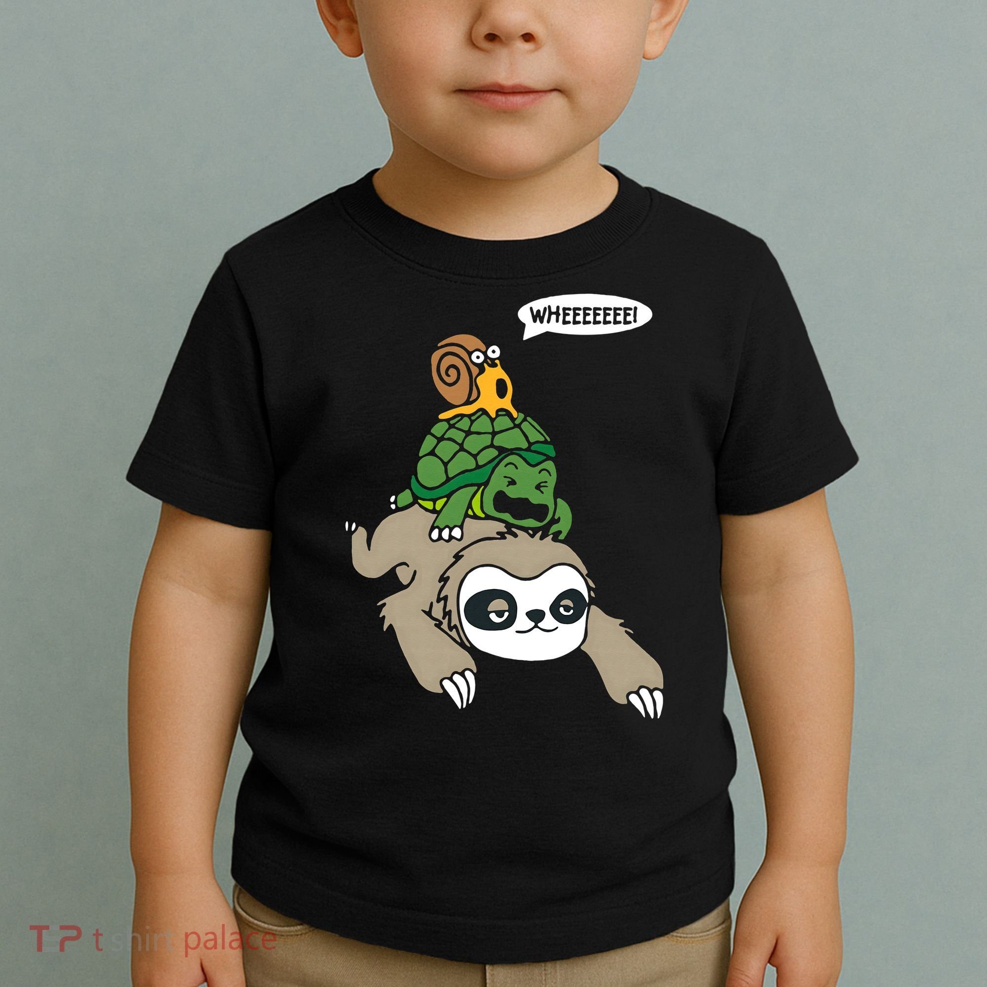 Sloth Turtle Snail Piggyback Animal Running Wild Toddler T-Shirt