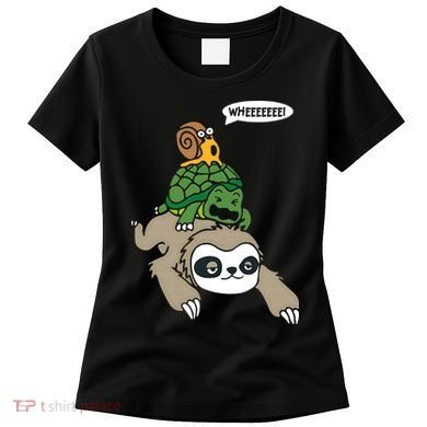 Sloth Turtle Snail Piggyback Animal Running Wild Women's T-Shirt