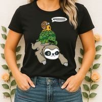 Sloth Turtle Snail Piggyback Animal Running Wild Women's T-Shirt thumb 2
