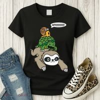 Sloth Turtle Snail Piggyback Animal Running Wild Women's T-Shirt thumb 3