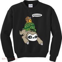 Sloth Turtle Snail Piggyback Animal Running Wild Kids Sweatshirt thumb 0