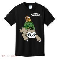 Sloth Turtle Snail Piggyback Animal Running Wild Kids T-Shirt thumb 0