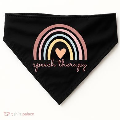 Speech Therapy Speech Language Pathologist Slp Boho Rainbow Gift USA-Made Doggie Bandana