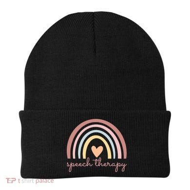 Speech Therapy Speech Language Pathologist Slp Boho Rainbow Gift Beanie