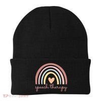 Speech Therapy Speech Language Pathologist Slp Boho Rainbow Gift Beanie thumb 0