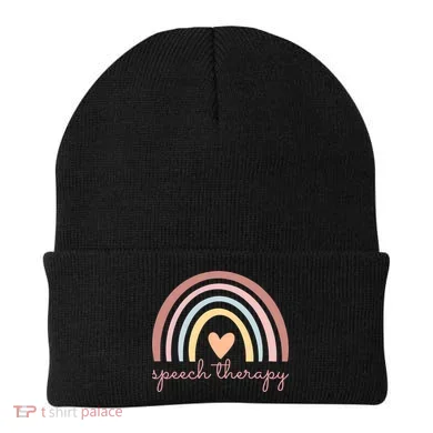 Speech Therapy Speech Language Pathologist Slp Boho Rainbow Gift Beanie