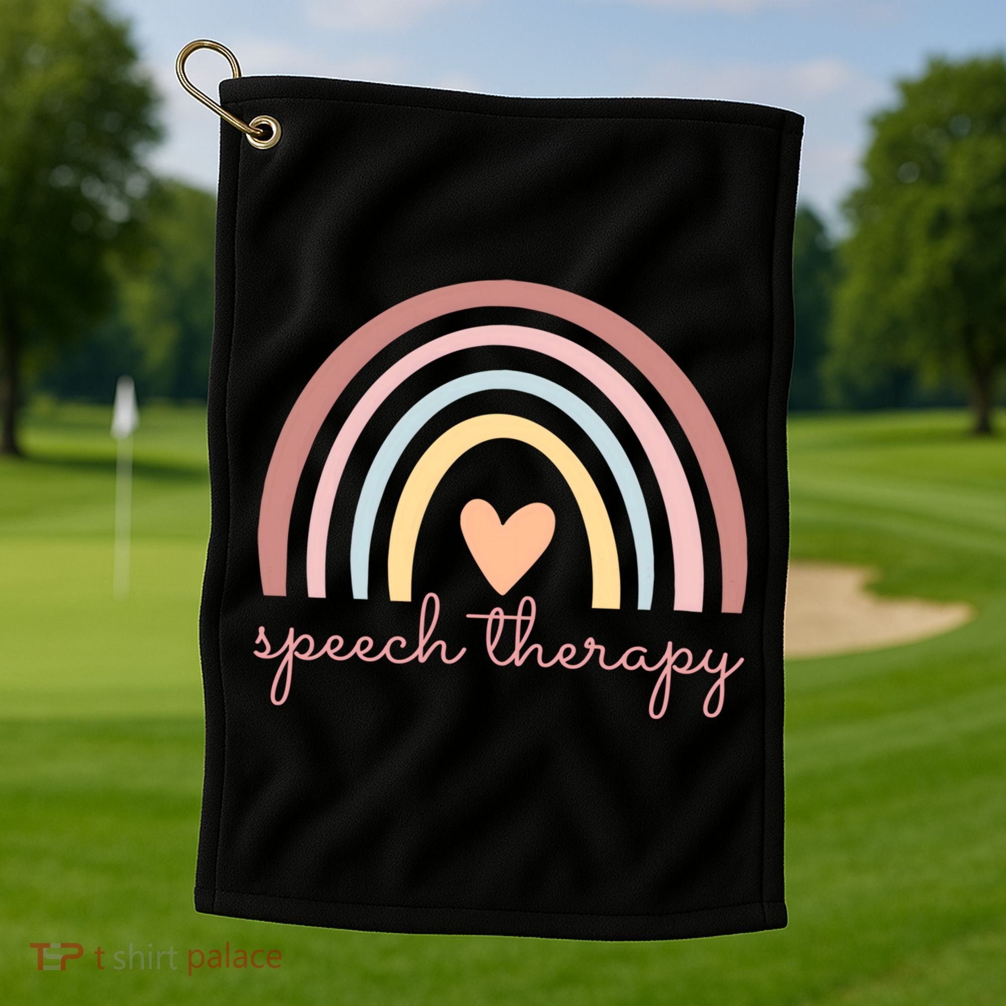Speech Therapy Speech Language Pathologist Slp Boho Rainbow Gift Golf Towel