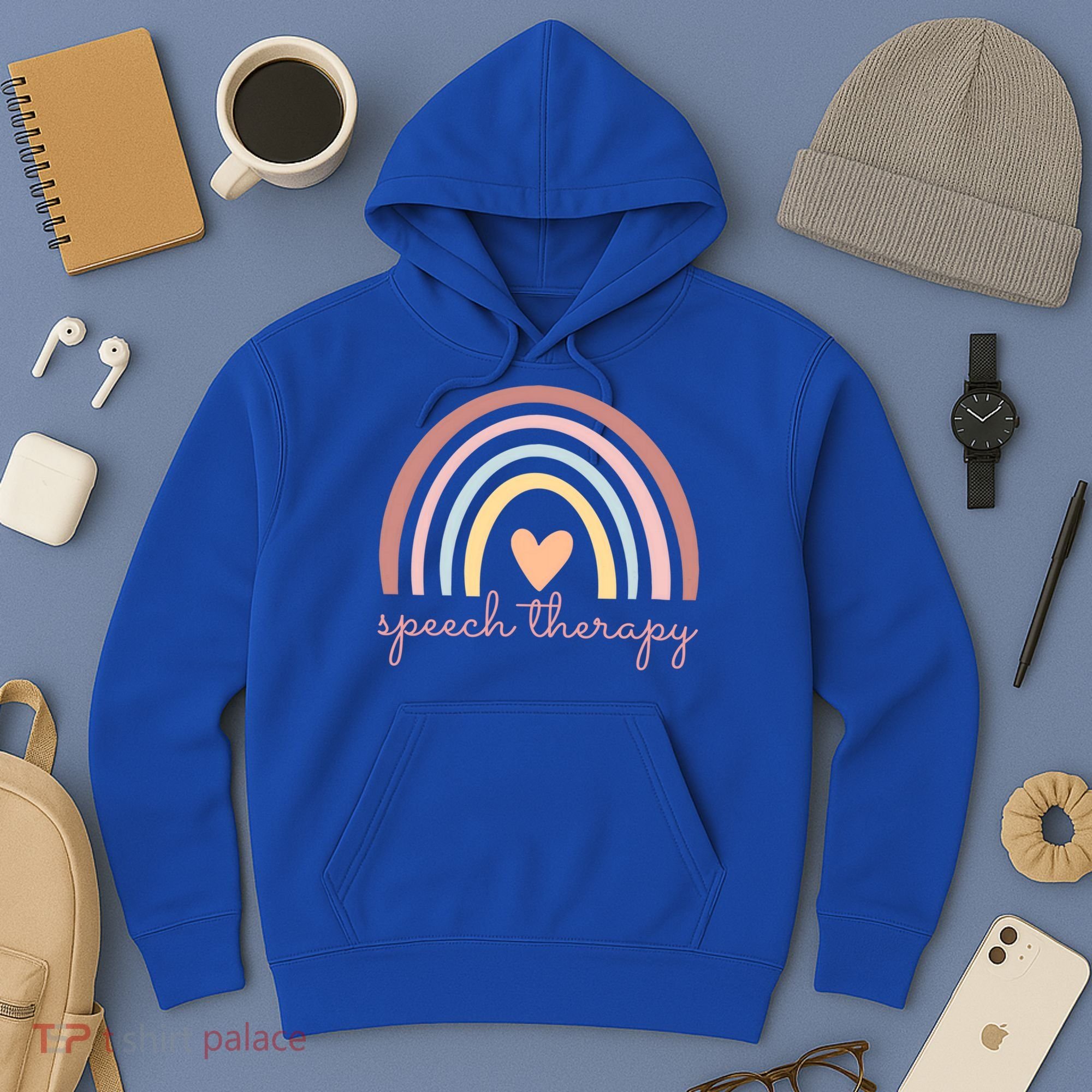 Speech Therapy Speech Language Pathologist Slp Boho Rainbow Gift Hoodie