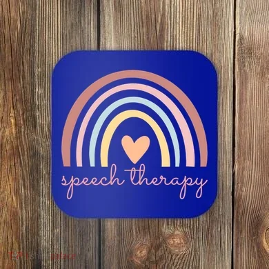 Speech Therapy Speech Language Pathologist Slp Boho Rainbow Gift Coaster