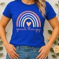 Speech Therapy Speech Language Pathologist Slp Boho Rainbow Gift Women's T-Shirt thumb 2