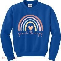Speech Therapy Speech Language Pathologist Slp Boho Rainbow Gift Kids Sweatshirt thumb 0