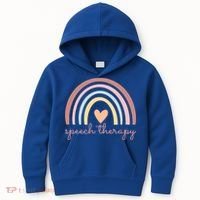 Speech Therapy Speech Language Pathologist Slp Boho Rainbow Gift Kids Hoodie thumb 0
